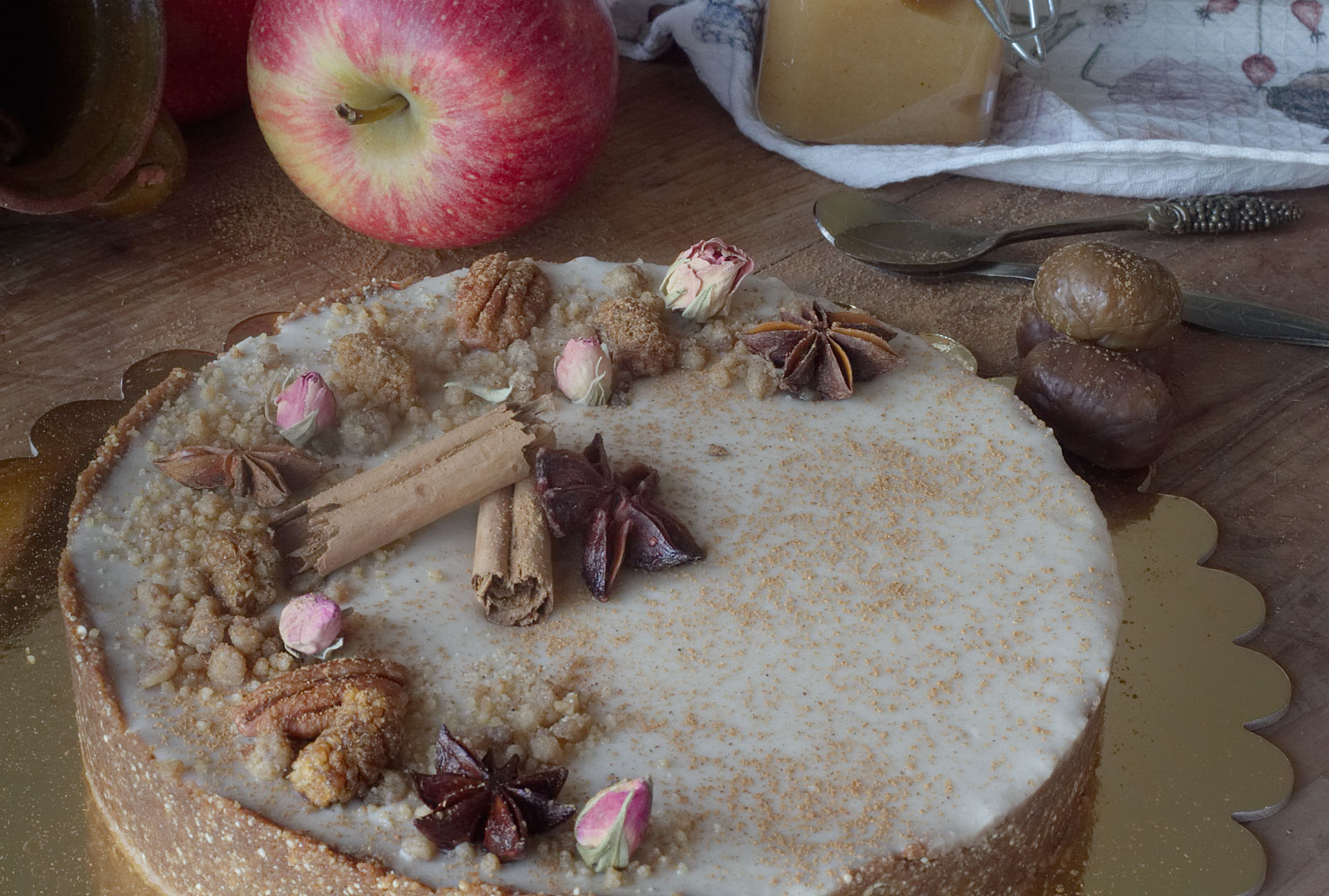 Tarta de manzana y castaña
